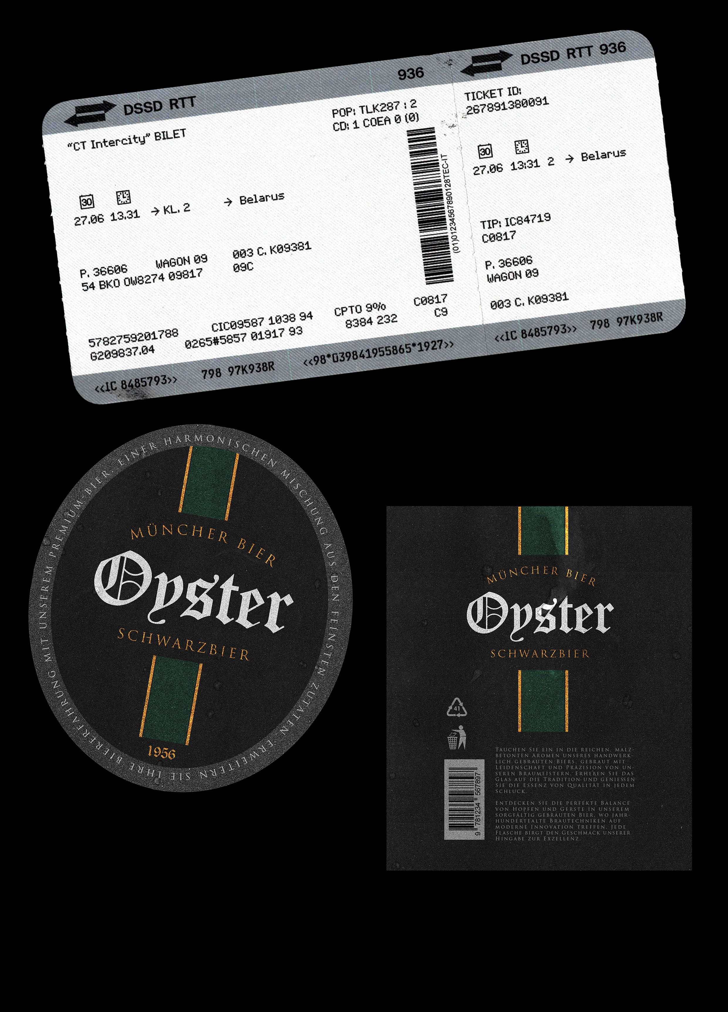 Beer label and train ticket [Bubble and Squeak, 2025]